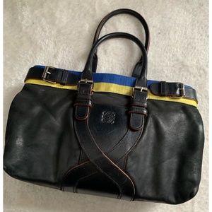 Loewe Black Leather Anagram Tote